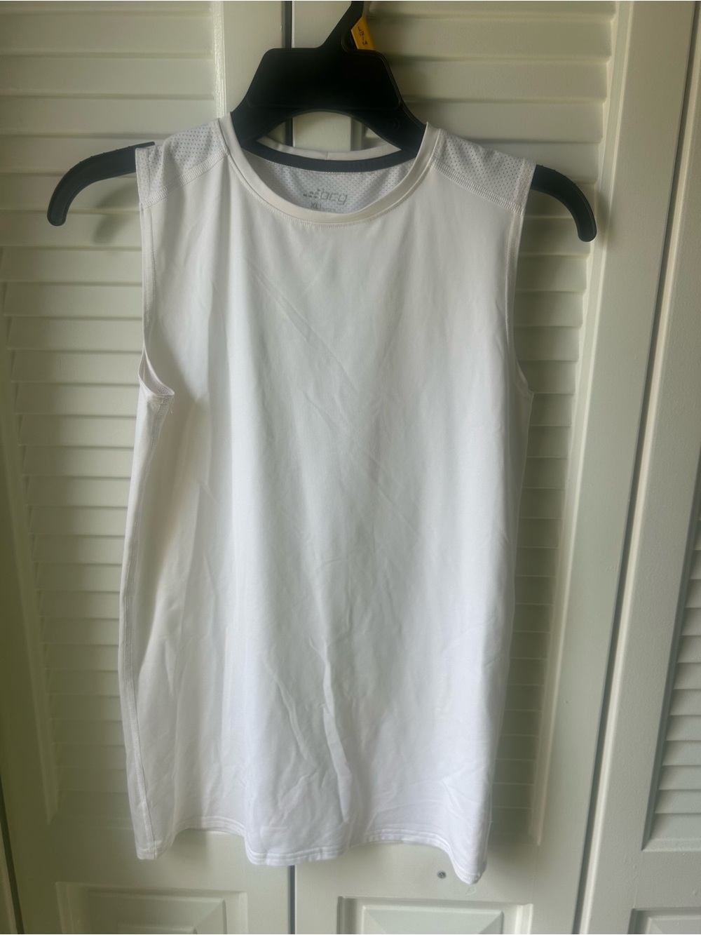 bcg White Performance Crew Neck Tank Top with Black Trim